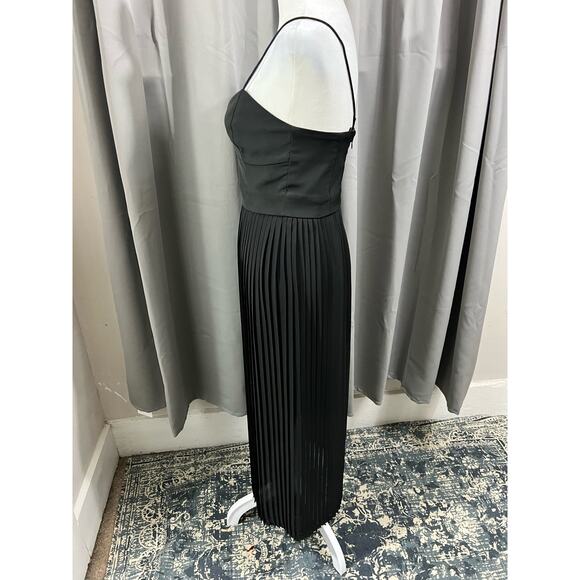 Nwt 550 Nicholas Black Long Pleated Formal Prom Homecoming Dress - Picture 4 of 8